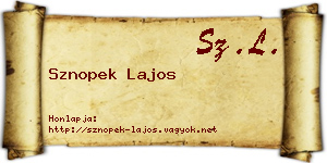 Sznopek Lajos névjegykártya